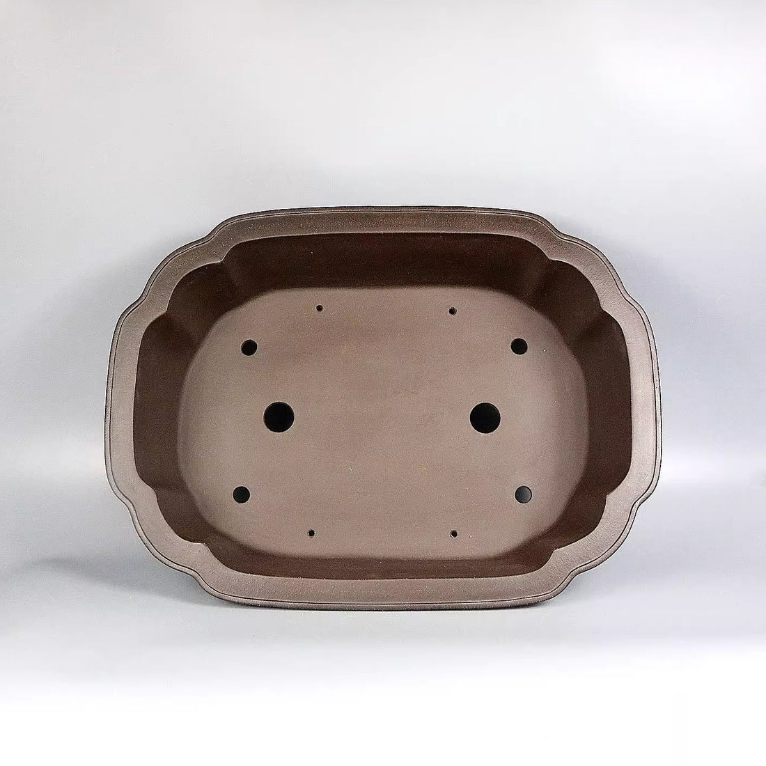 21.2 inch (54cm) Extra Large Rectangular Scalloped Corner Raised Cloud Feet Bonsai Pot Inner View