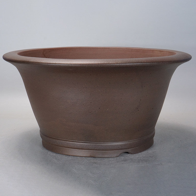 21.2 inch (54cm) Wide 11" (28cm) Deep Flared Round Unglazed Semi Cascade Bonsai Pot