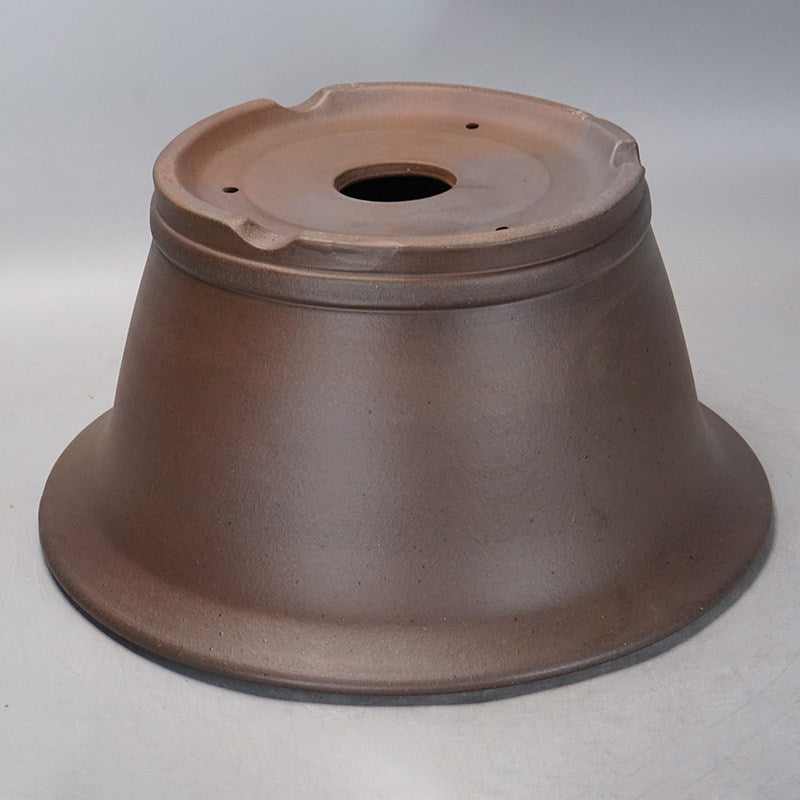 21.2 inch (54cm) Wide 11" (28cm) Deep Flared Round Unglazed Semi Cascade Bonsai Pot Bottom View