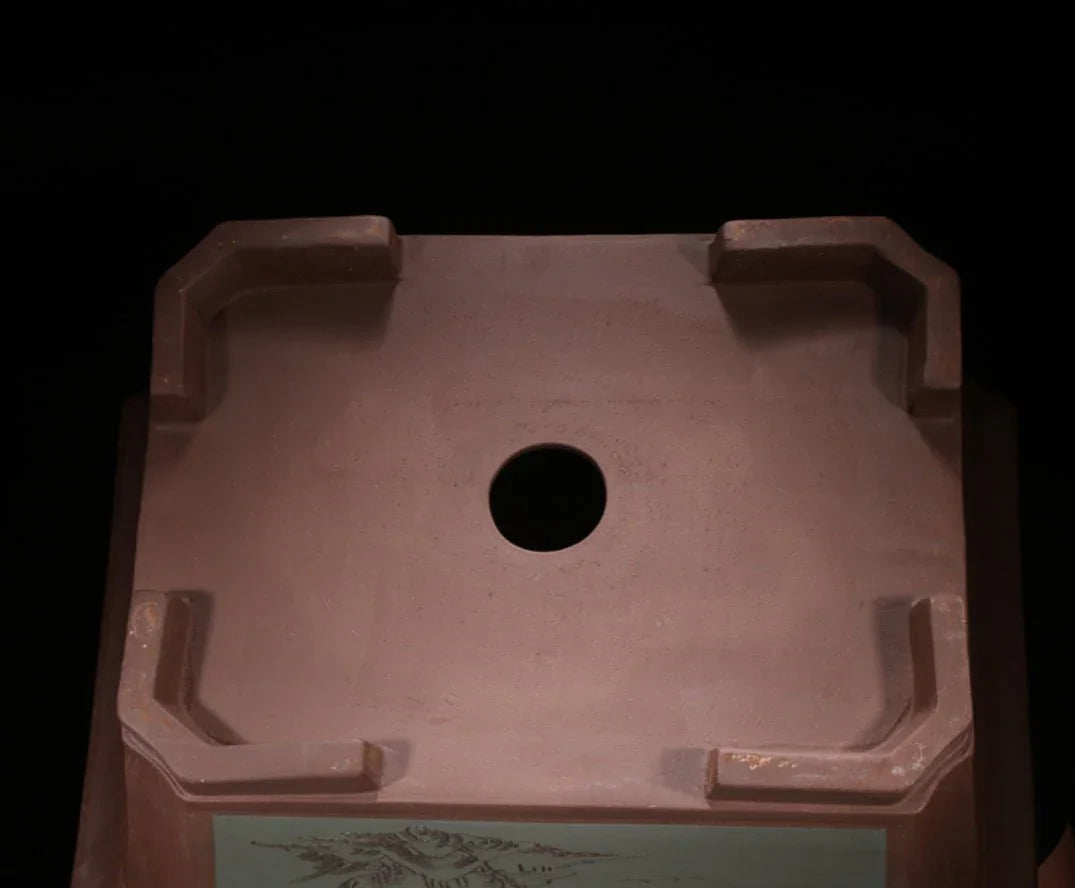 21.2" x 16.9" x 11" Extra Large Bonsai Pot w Chinese Calligraphy Bottom View