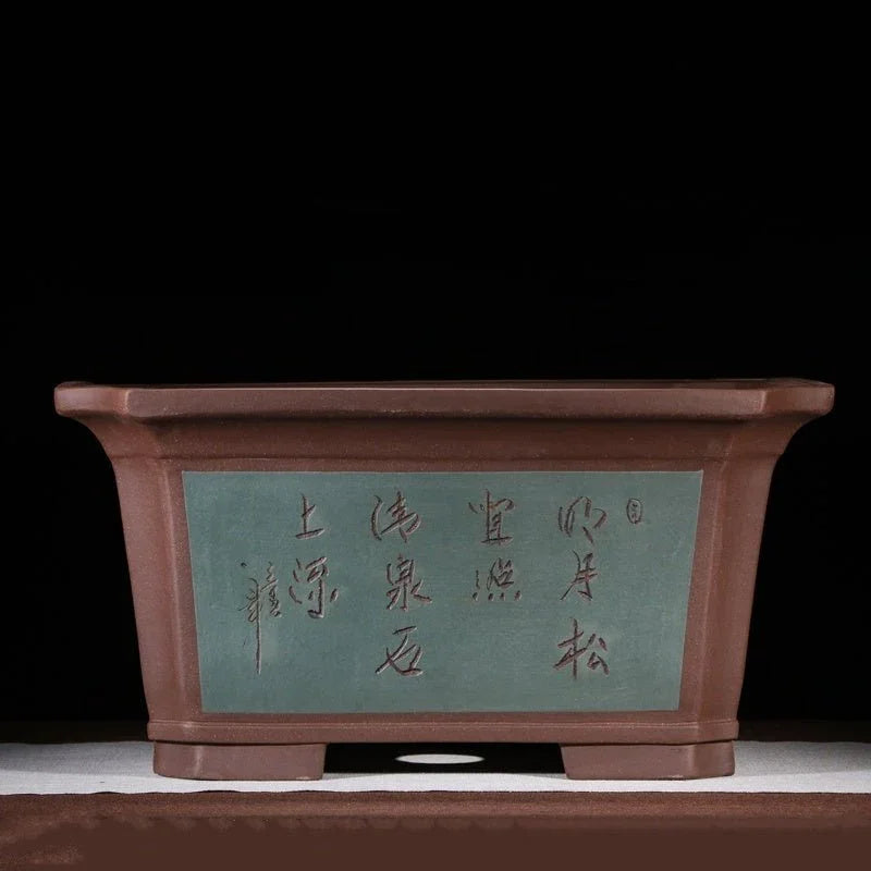 21.2" x 16.9" x 11" Extra Large Bonsai Pot w Chinese Calligraphy Color 1