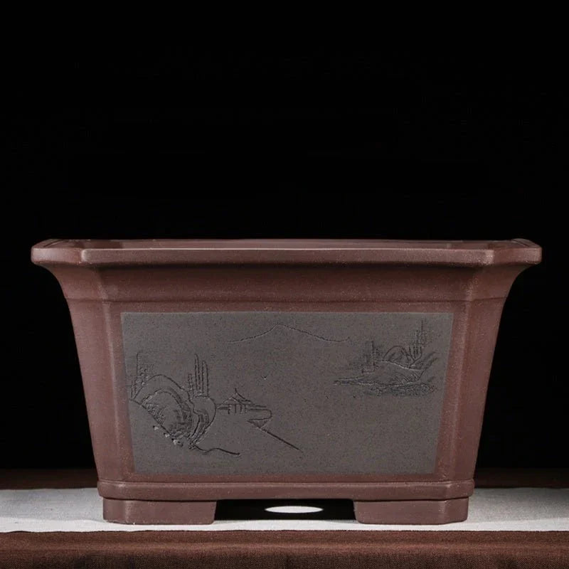 21.2" x 16.9" x 11" Extra Large Bonsai Pot w Chinese Calligraphy Color 2