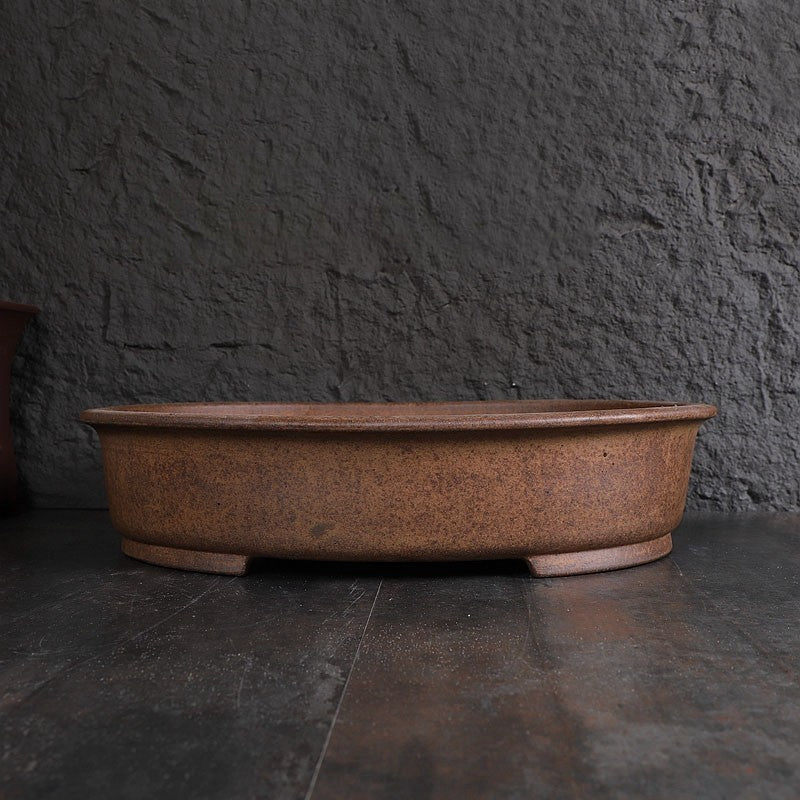 21.5 inch (54.7cm) Extra Large Oval Unglazed Speckled Finish Premium Bonsai Pot