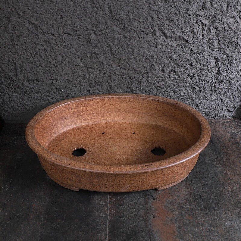21.5 inch (54.7cm) Extra Large Oval Unglazed Wood-Fired Premium Bonsai Pot Inner View