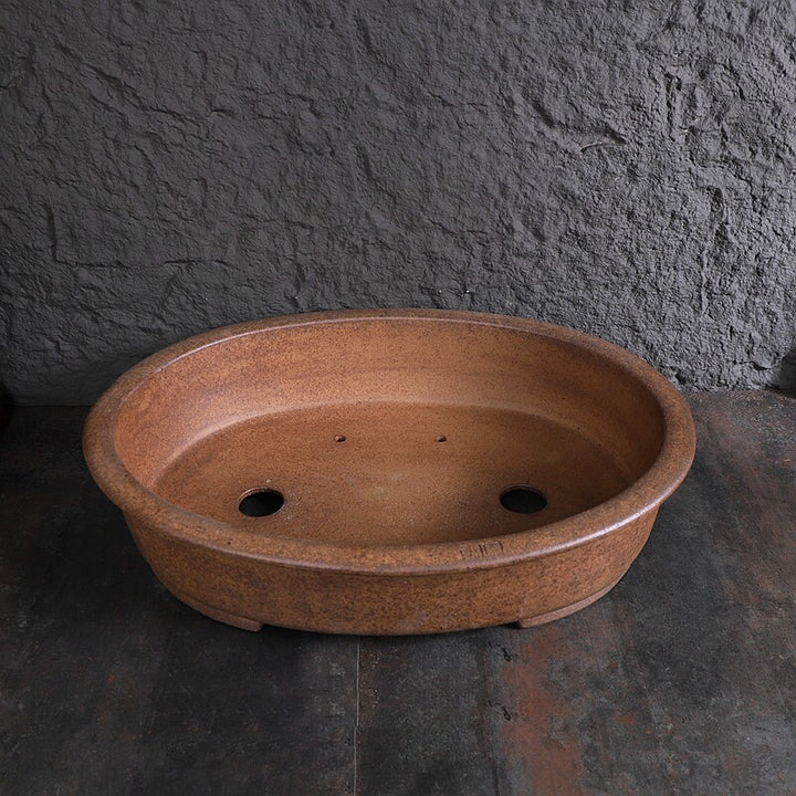 21.5 inch (54.7cm) Extra Large Oval Unglazed Wood-Fired Premium Bonsai Pot Inner View
