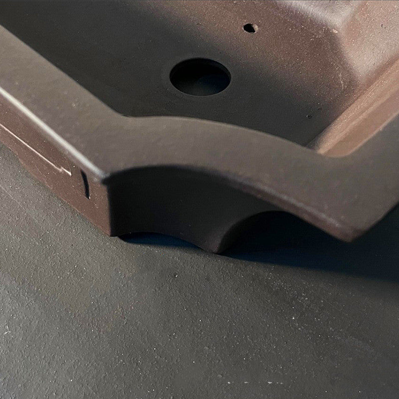 21.6" (55cm) Extra Large Flared Rectangular Bonsai Pot w Corner Cut Design Close Shot