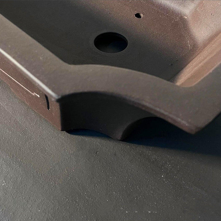 21.6" (55cm) Extra Large Flared Rectangular Bonsai Pot w Corner Cut Design Close Shot