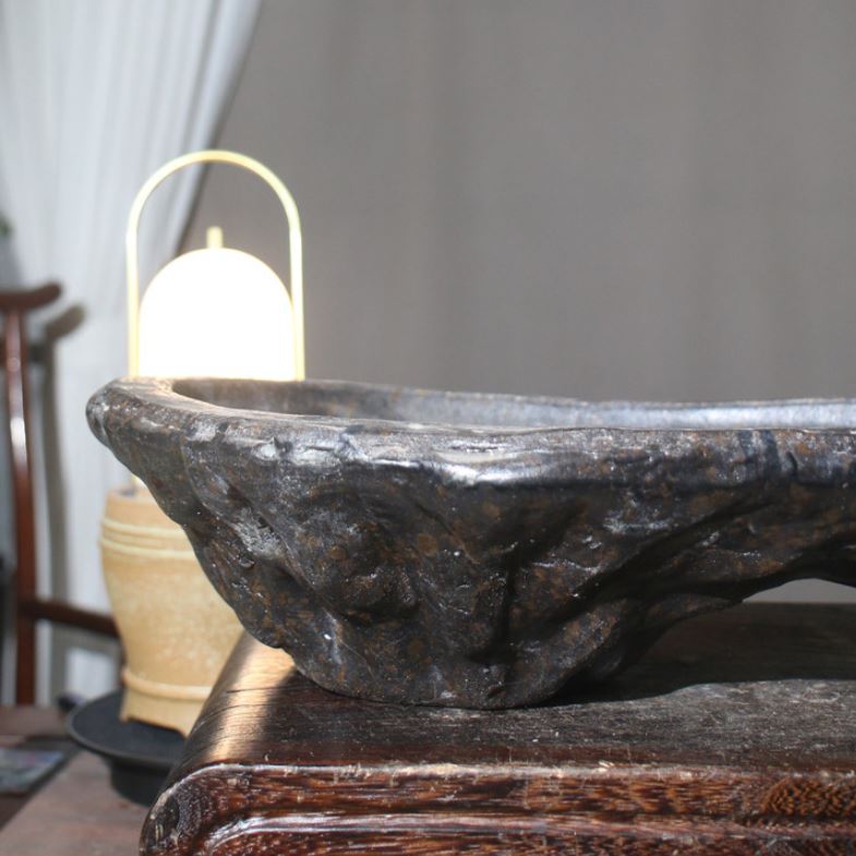 21.6" (55cm) Handcrafted Rocky Mountain-Inspired Bonsai Forest Pot Close Shot