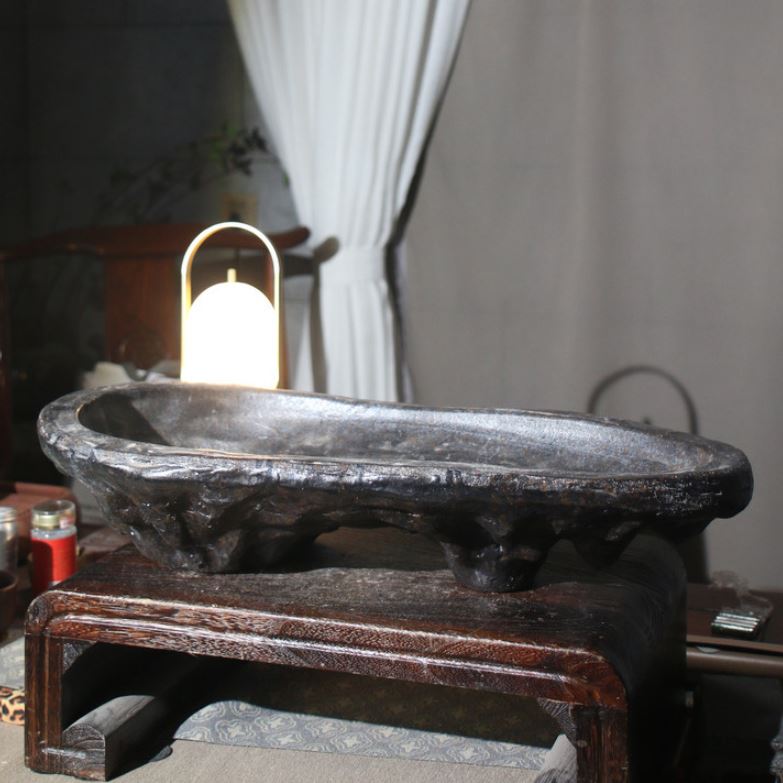 21.6" (55cm) Handcrafted Rocky Mountain-Inspired Bonsai Forest Pot Corner View