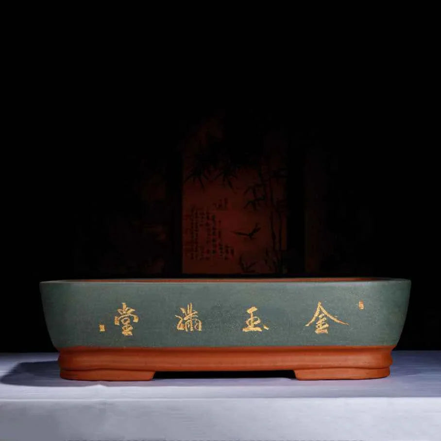 21.6" (55cm) Extra Large Handmade Bonsai Pot w Chinese Calligraphy