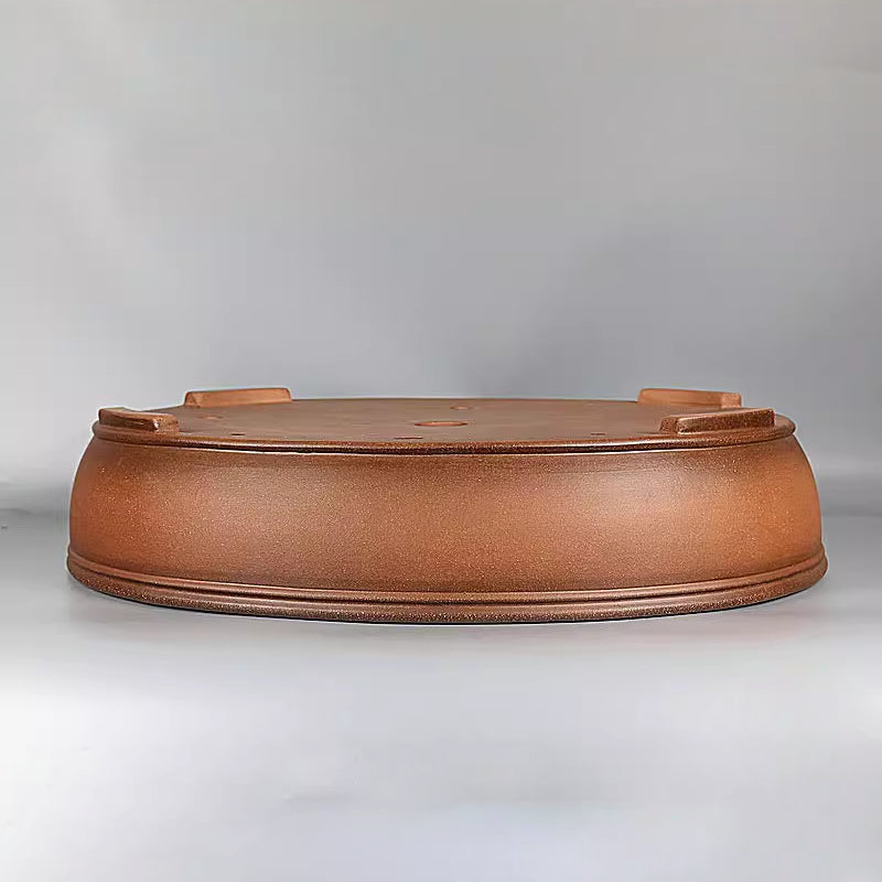 21.6 inch (55cm) Extra Large Oval Shallow Wide Classic Bonsai Pot w Raised Line Rim Upside Down View