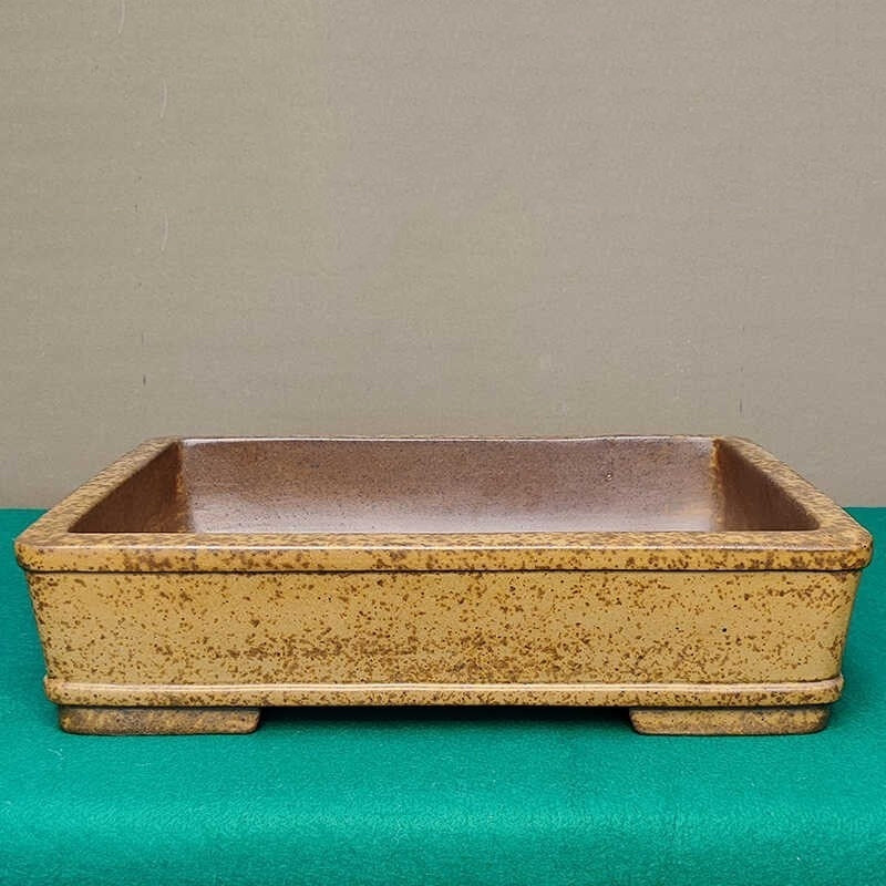 21.6 inch (55cm) Extra Large Rustic Yellow Speckled Finish Rectangle Bonsai Pot
