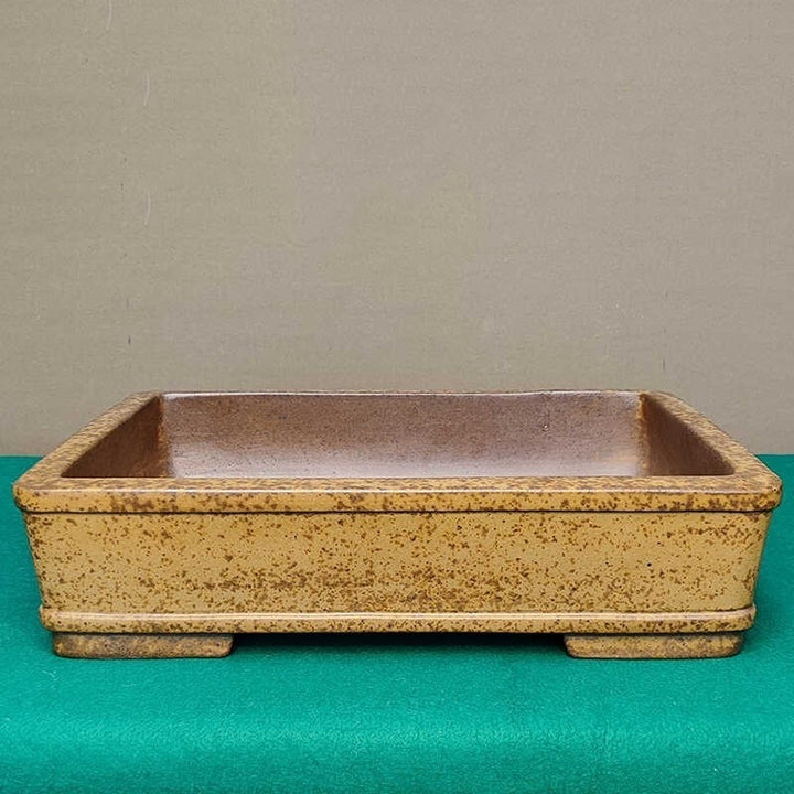 21.6 inch (55cm) Extra Large Rustic Yellow Speckled Finish Rectangle Bonsai Pot