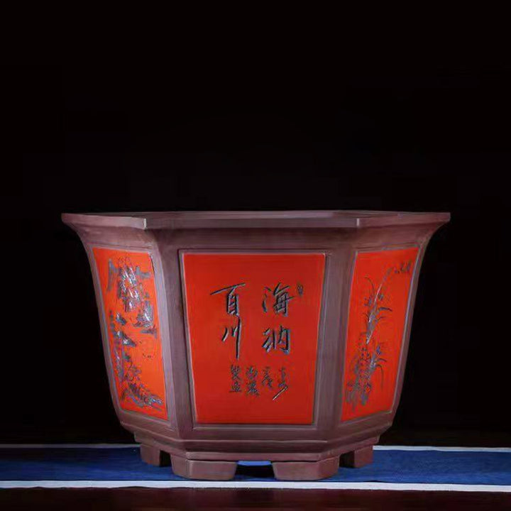 21.6 inch (55cm) Large 14.5 inch (37cm) Deep Hexagonal Large Semi Cascade Bonsai Pot