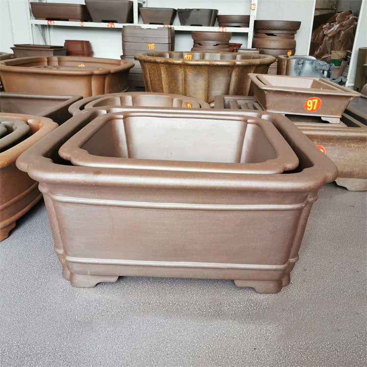 22.4 inch (57cm) Extra-Large Square Deep Bonsai Pot w Rounded Stepped Corners