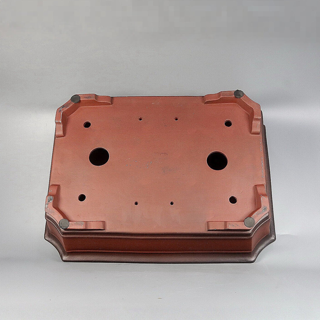 22.4 inch (57cm) Extra Large Corner-Cut Rectangular Gradient Finish Unglazed Deep Bonsai Pot Bottom View