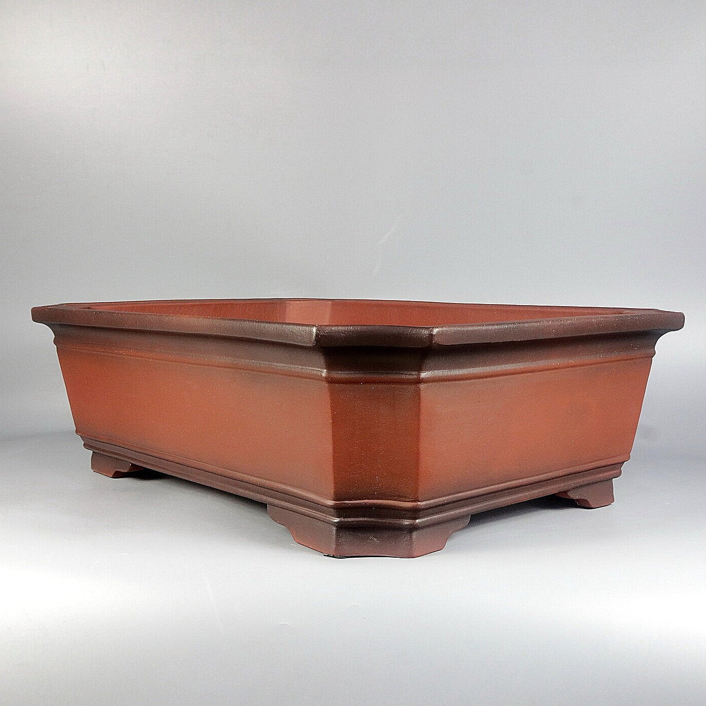 22.4 inch (57cm) Extra Large Corner-Cut Rectangular Gradient Finish Unglazed Deep Bonsai Pot Corner View