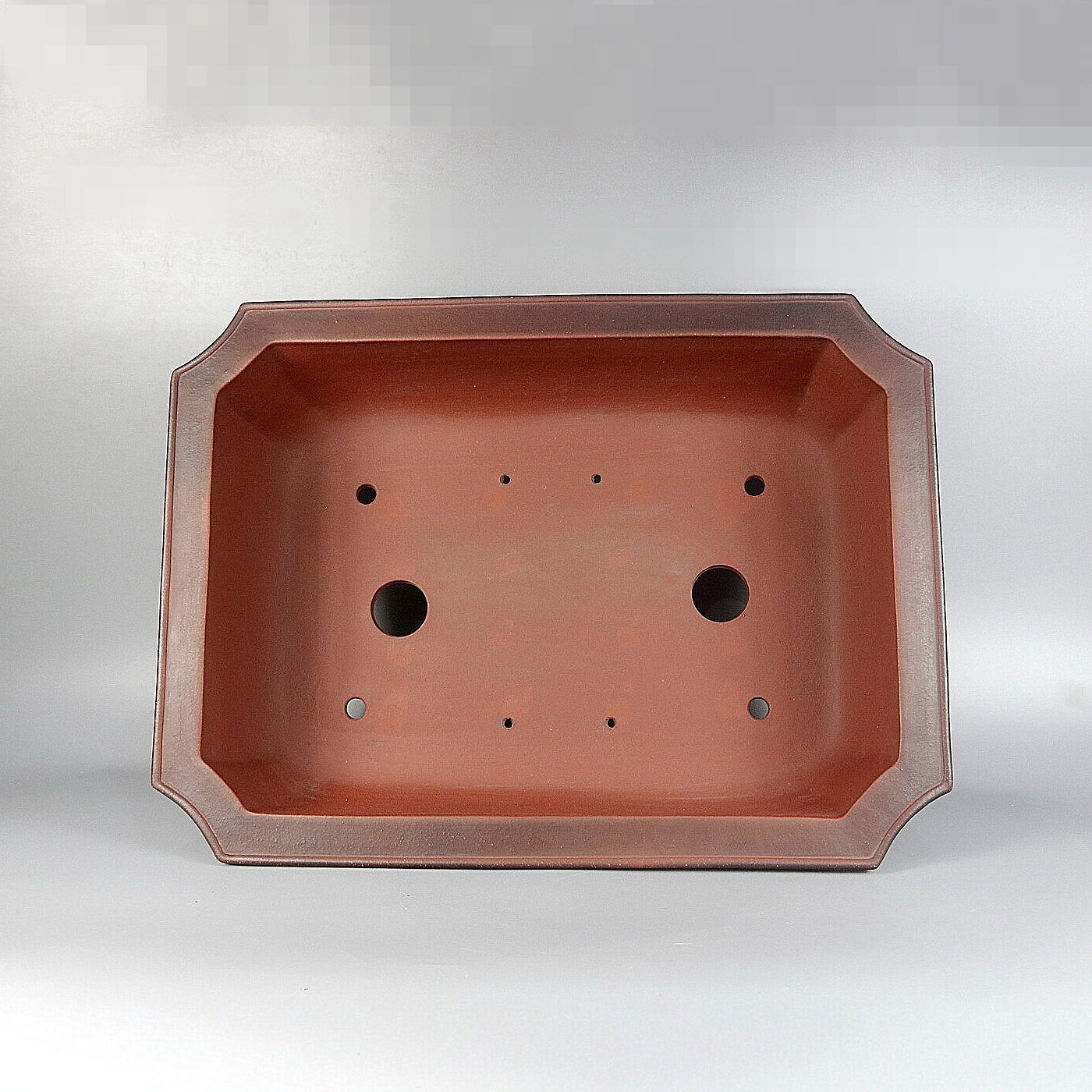 22.4 inch (57cm) Extra Large Corner-Cut Rectangular Gradient Finish Unglazed Deep Bonsai Pot Inner View