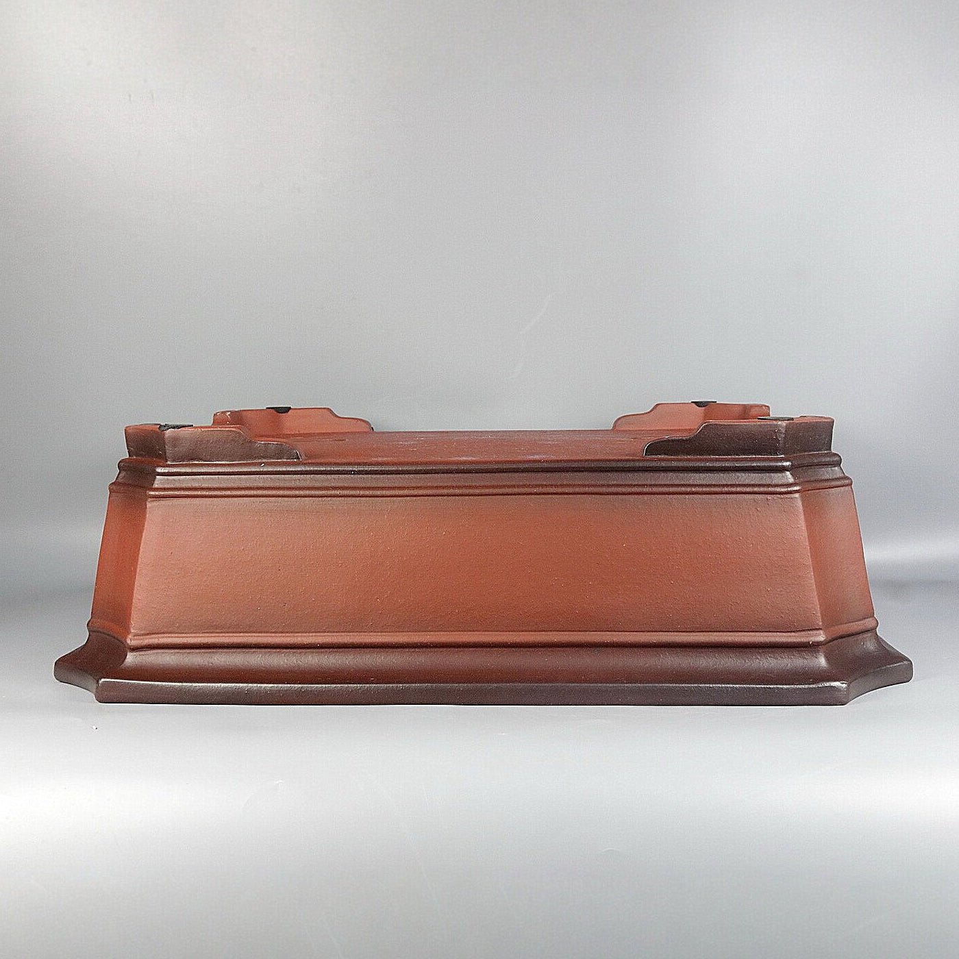 22.4 inch (57cm) Extra Large Corner-Cut Rectangular Gradient Finish Unglazed Deep Bonsai Pot Upside Down View