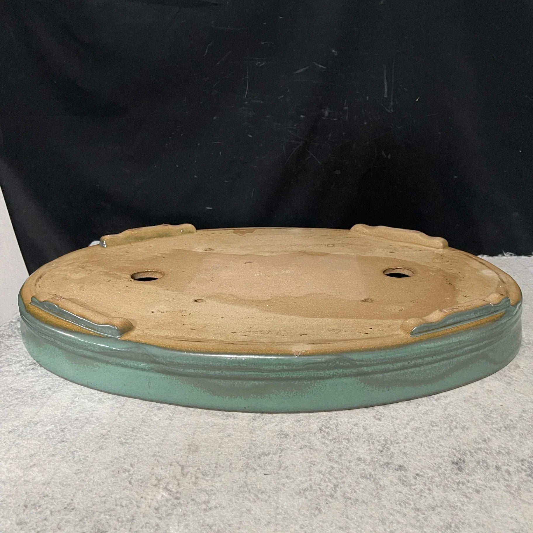22.4 inch (57cm) Extra Large Glazed Oval Shallow Forest Bonsai Pot Bottom View