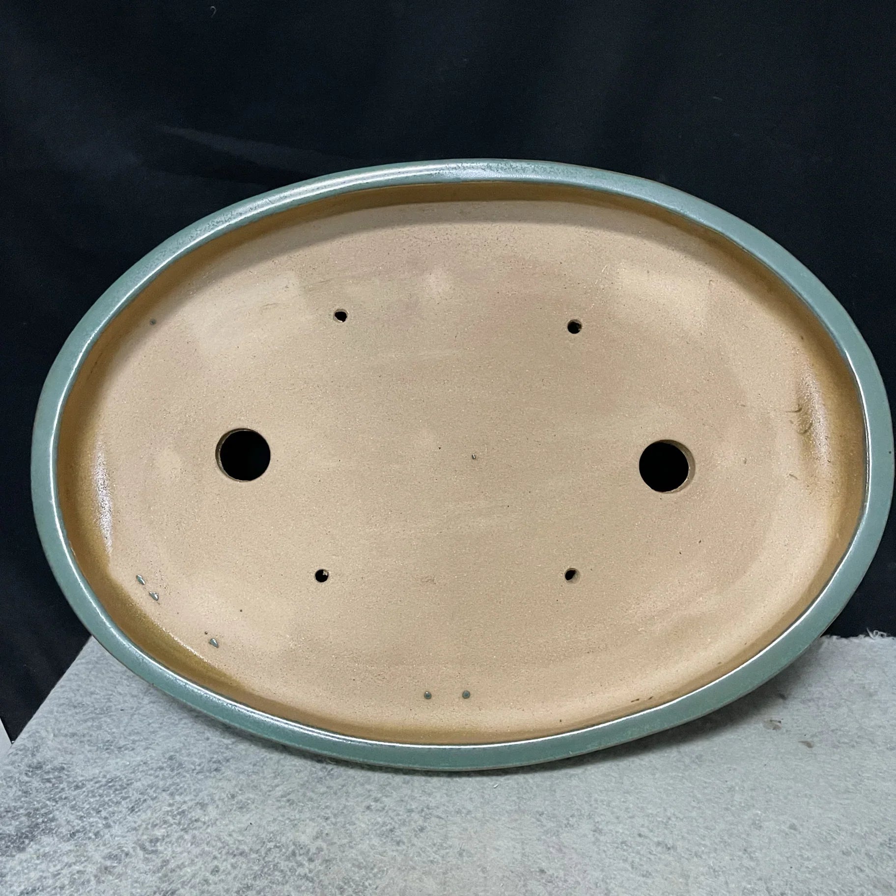 22.4 inch (57cm) Extra Large Glazed Oval Shallow Forest Bonsai Pot Inner View