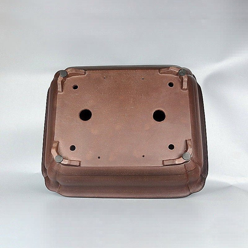 22.8 inch (58cm) Extra Large Rectangular Scalloped Corner Unglazed Bonsai Pot Bottom View