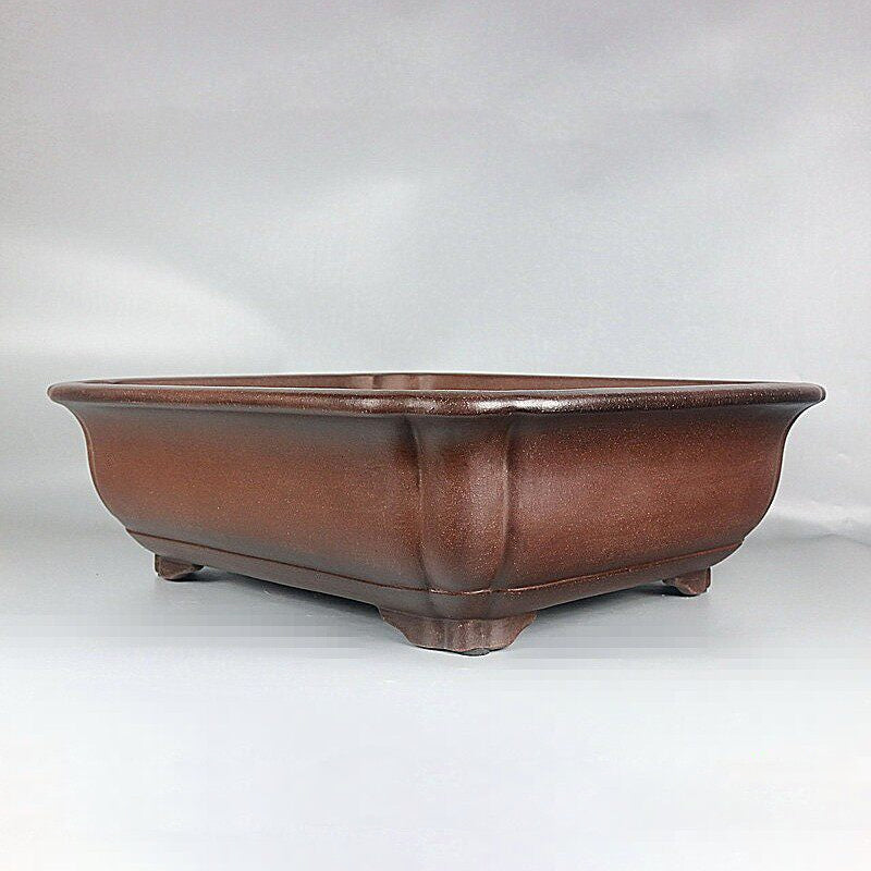 22.8 inch (58cm) Extra Large Rectangular Scalloped Corner Unglazed Bonsai Pot Corner View