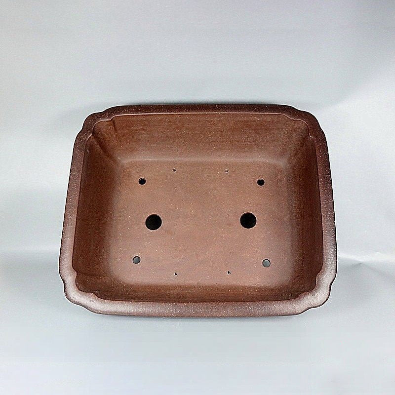 22.8 inch (58cm) Extra Large Rectangular Scalloped Corner Unglazed Bonsai Pot Inner View