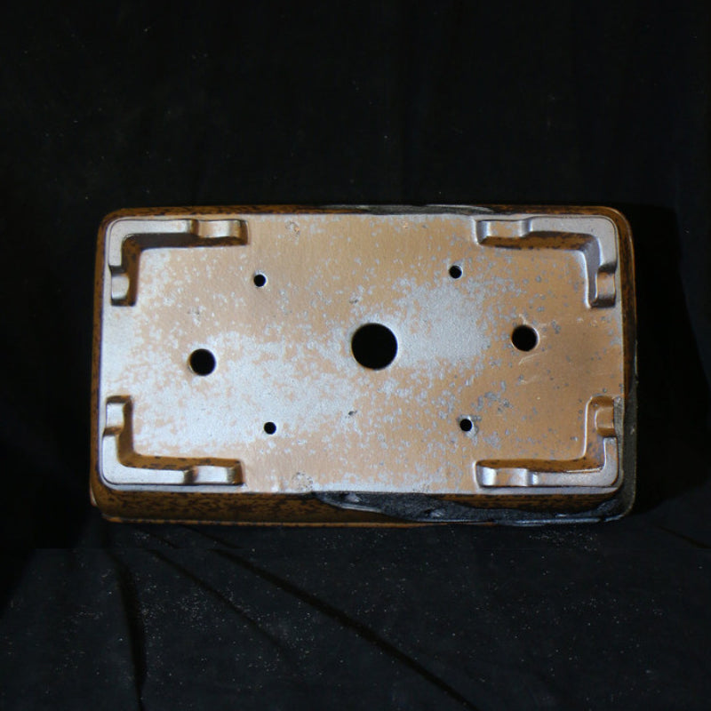 22.8 inch (58cm) Extra Large Rectangular Wood-Fired Bonsai Pot with Eroded Stone-Like Texture Bottom View