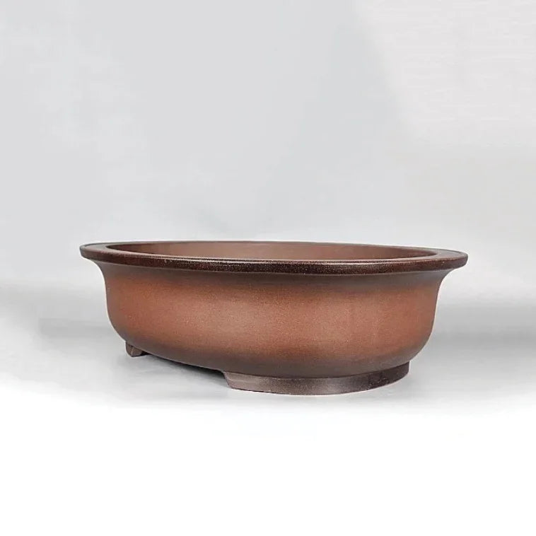 22.8 inch Extra Large Oval Premium Handmade Unglazed Bonsai Pot Corner View