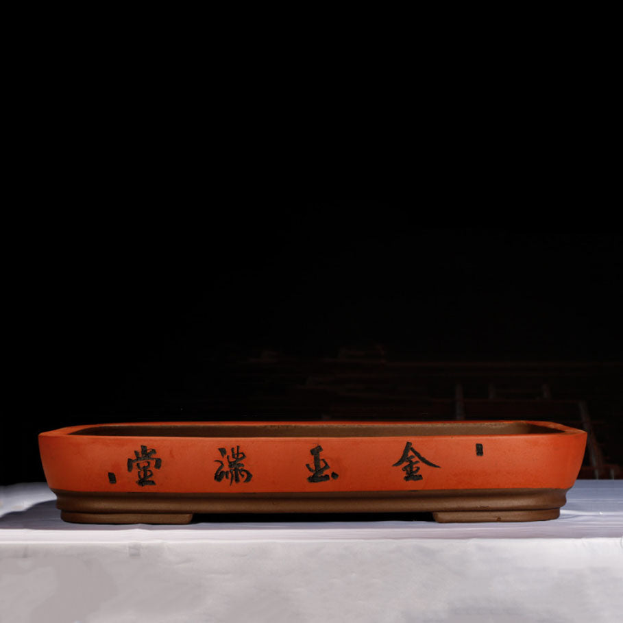 22" (56cm) Extra Large Shallow Yixing Clay Red Bonsai Pot Handcrafted