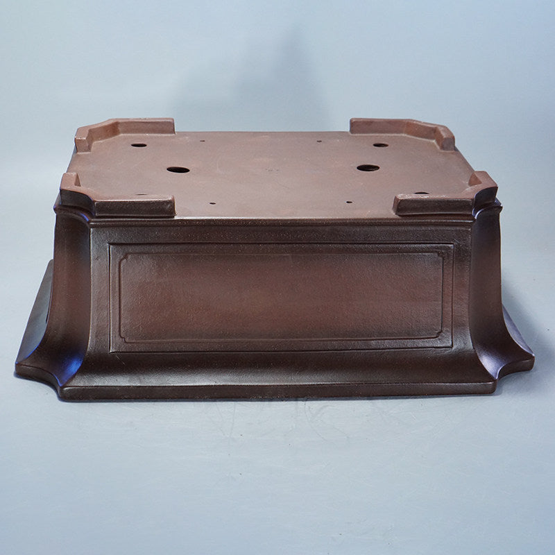 22 inch (56cm) Extra Large Handmade Corner-Cut Flared Rectangular Deep Bonsai Pot Bottom View