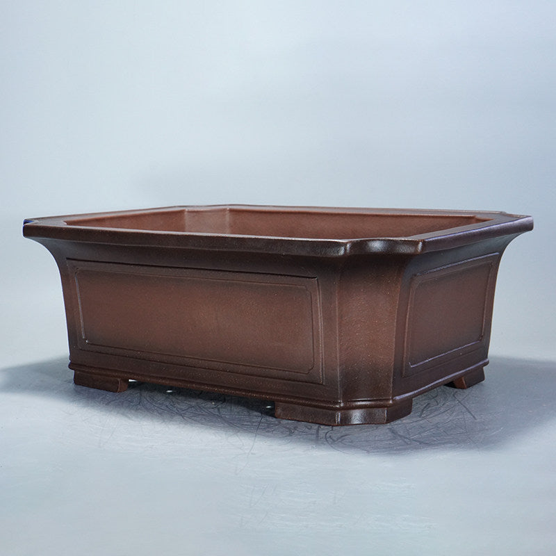 22 inch (56cm) Extra Large Handmade Corner-Cut Flared Rectangular Deep Bonsai Pot Corner View