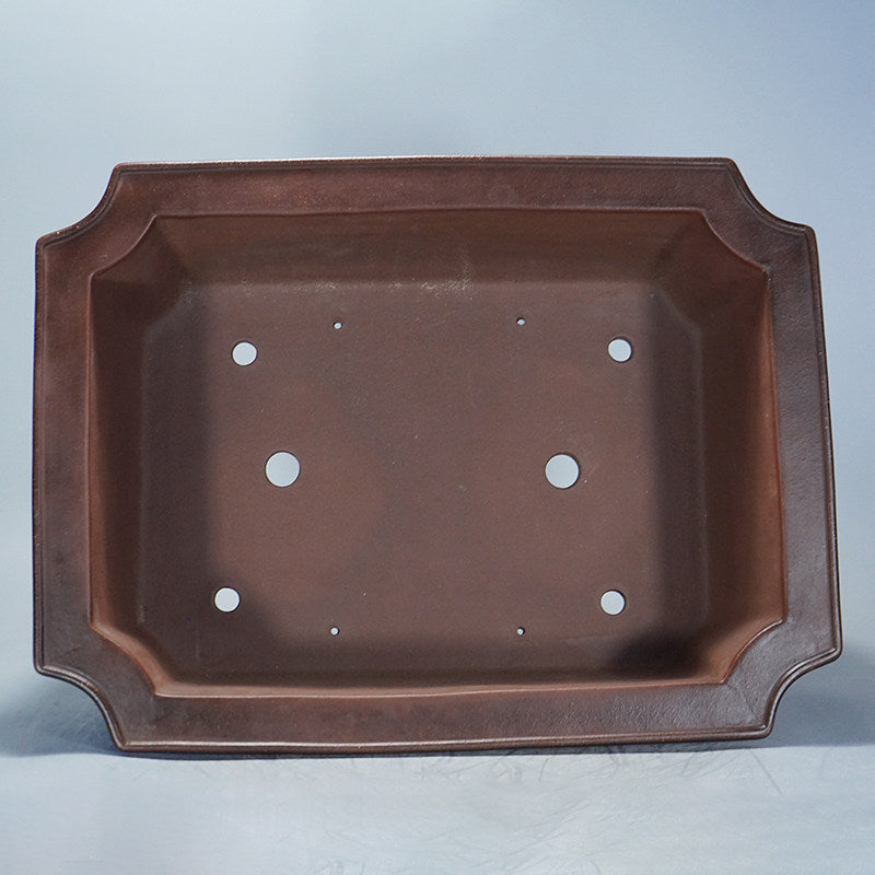 22 inch (56cm) Extra Large Handmade Corner-Cut Flared Rectangular Deep Bonsai Pot Inner View