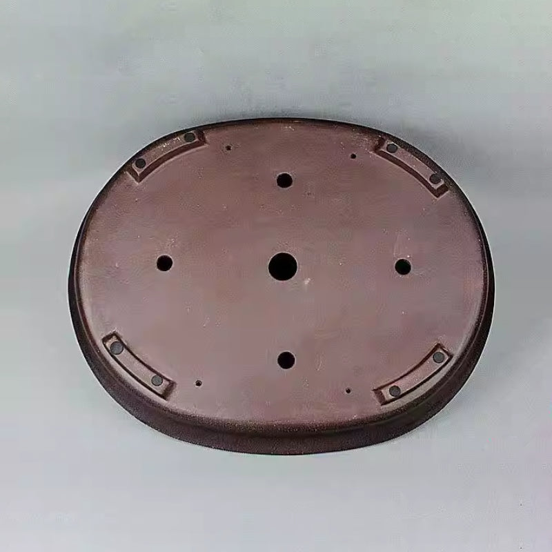 22 inch (56cm) Extra Large Oval Antique Style Classic Shallow Unglazed Forest Bonsai Pot Bottom View