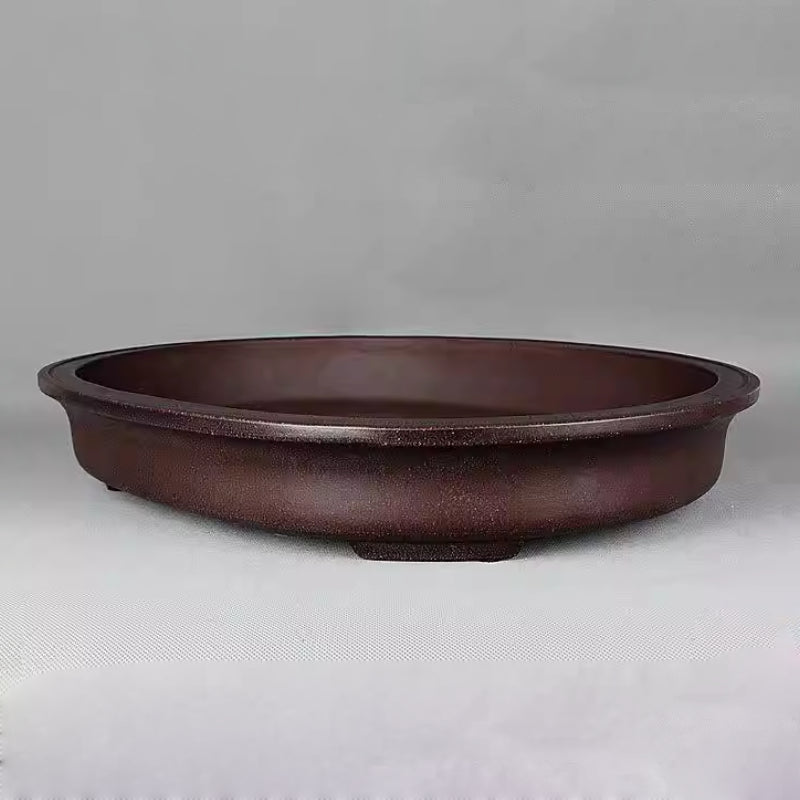 22 inch (56cm) Extra Large Oval Antique Style Classic Shallow Unglazed Forest Bonsai Pot Corner View