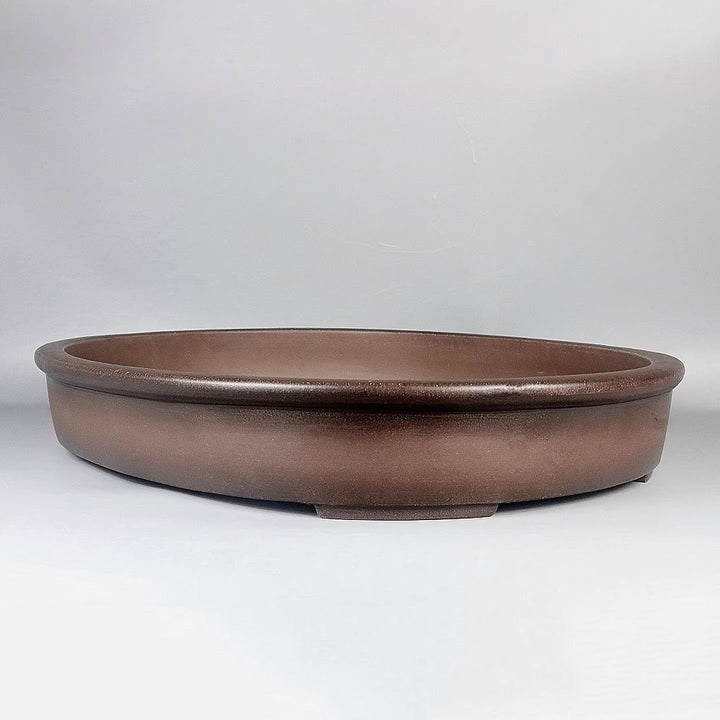 22 inch (56cm) Extra Large Oval Premium Dual Tone Shallow Bonsai Pot Corner View