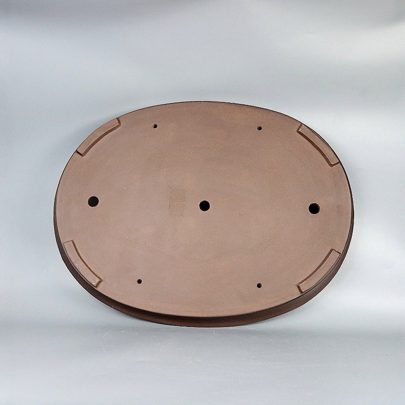 22 inch (56cm) Extra Large Shallow Oval Unglazed Forest Bonsai Pot w Subtle Gradient Finish Bottom View