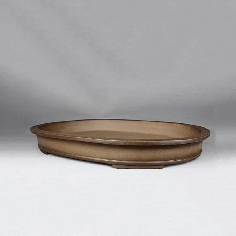 22 inch (56cm) Large Oval Handmade Premium Bonsai Forest Pot Unglazed Corner View