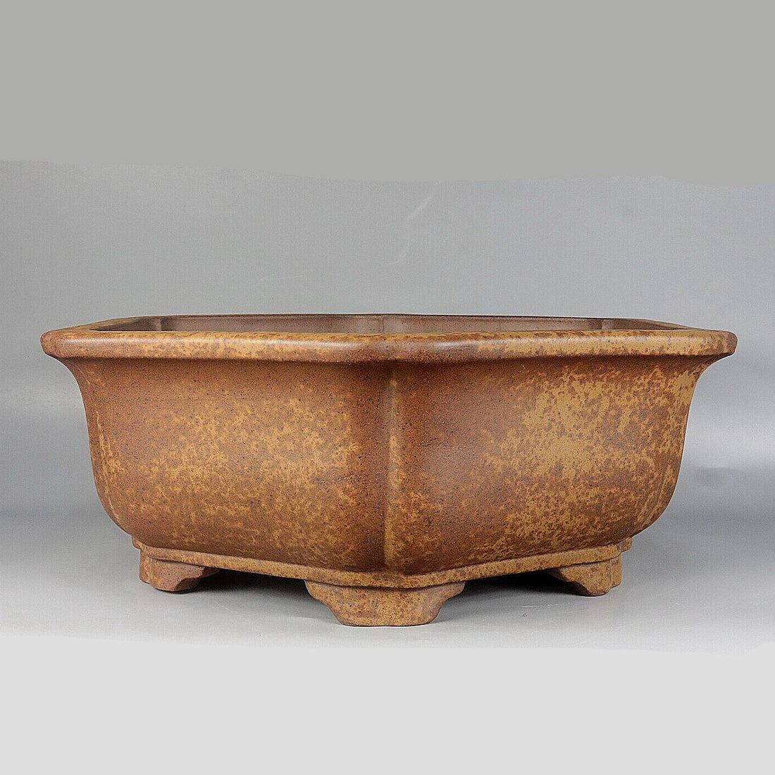 22 inch (57cm) Extra Large Hexagonal Speckled Finish Unglazed Bonsai Pot Corner View