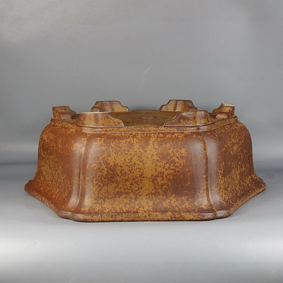22 inch (57cm) Extra Large Hexagonal Speckled Finish Unglazed Bonsai Pot Upside Down View