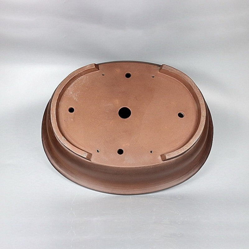 22 inch (58cm) Extra Large Oval Premium Dual Tone Handmade Unglazed Bonsai Pot Bottom View