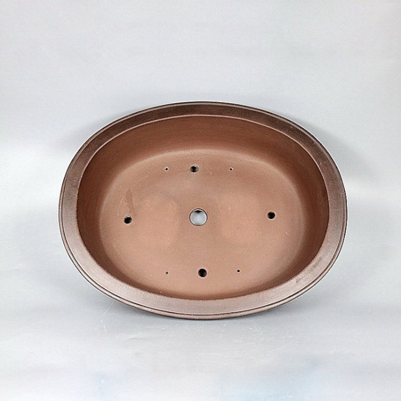 22 inch (58cm) Extra Large Oval Premium Dual Tone Handmade Unglazed Bonsai Pot Inner View