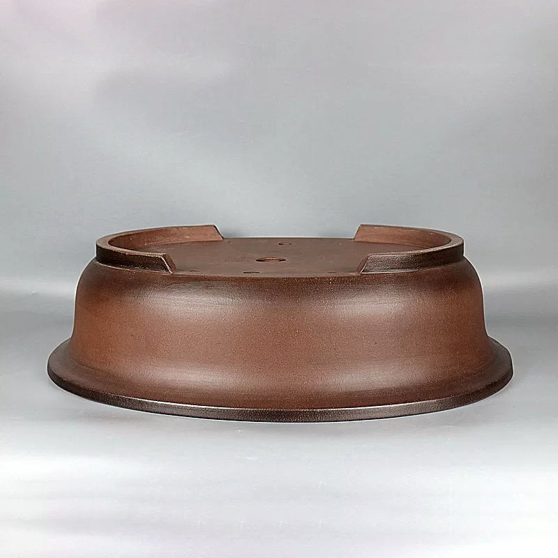 22 inch (58cm) Extra Large Oval Premium Dual Tone Handmade Unglazed Bonsai Pot Upside Down View
