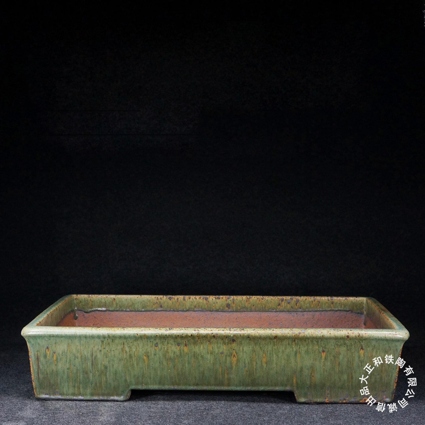 23.1 inch (58.8cm) Extra Large Rectangular Green Multi-Tone Jun Glaze Bonsai Pot