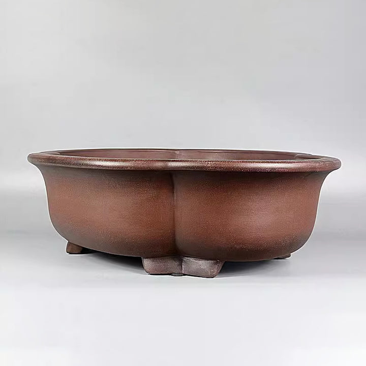 23.2 inch (59cm) Extra Large Lotus-Shaped Traditional Unglazed Bonsai Pot Corner View