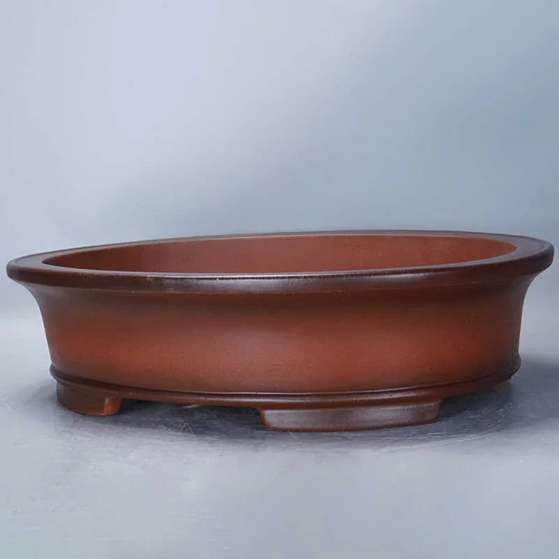 23.2 inch (59cm) Extra Large Traditional Oval Bonsai Pot w Subtle Dual-Tone Finish Corner View