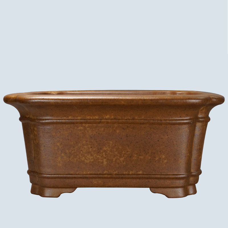 23.2 inch (59cm) Large Square Indented Corner Wood-Fired Speckle Finish Deep Bonsai Pot