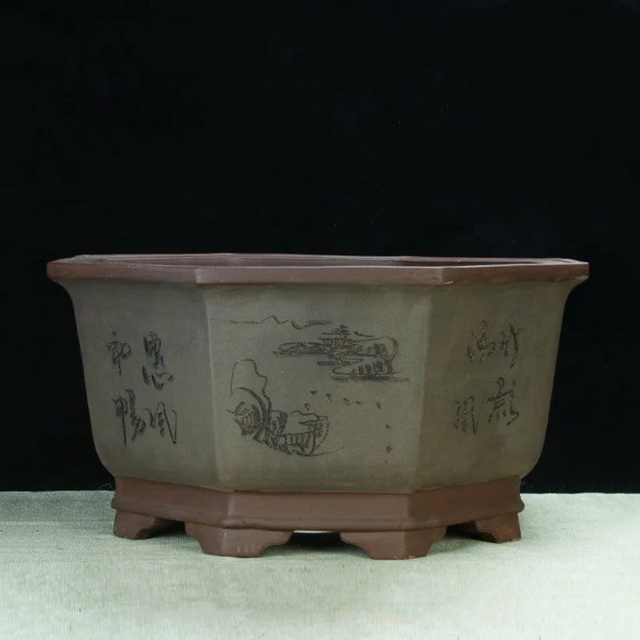 23.6 inch Extra Large 10.2" Deep Unglazed Octagonal Bonsai Pot