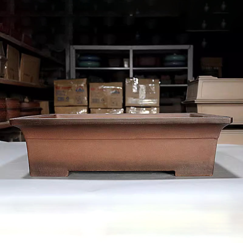 23.8 inch (60.5cm) Extra Large Flared Rectangular Traditional Unglazed Bonsai Pot